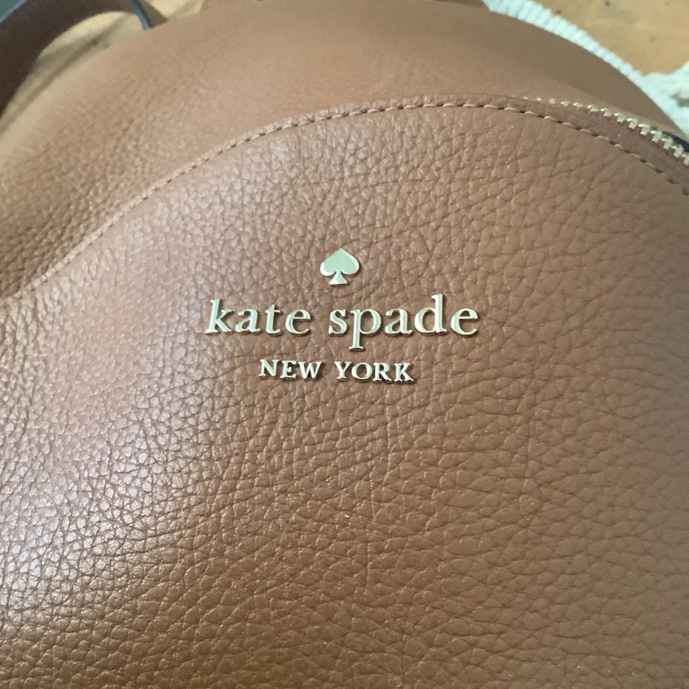 Kate Spade Leila Pebbled Leather Medium Dome Backpack Warm Gingerbread K8155